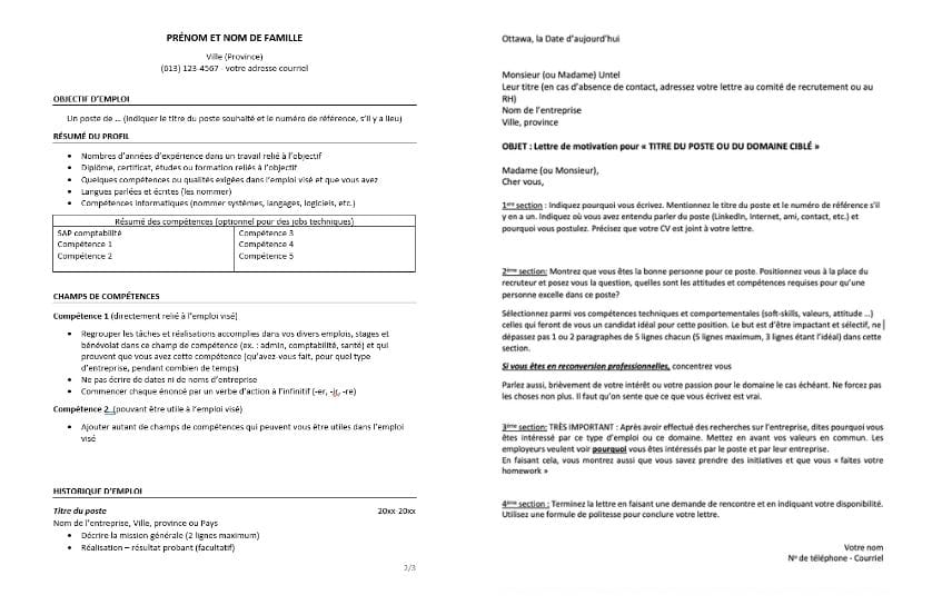 Modèle de CV canadien